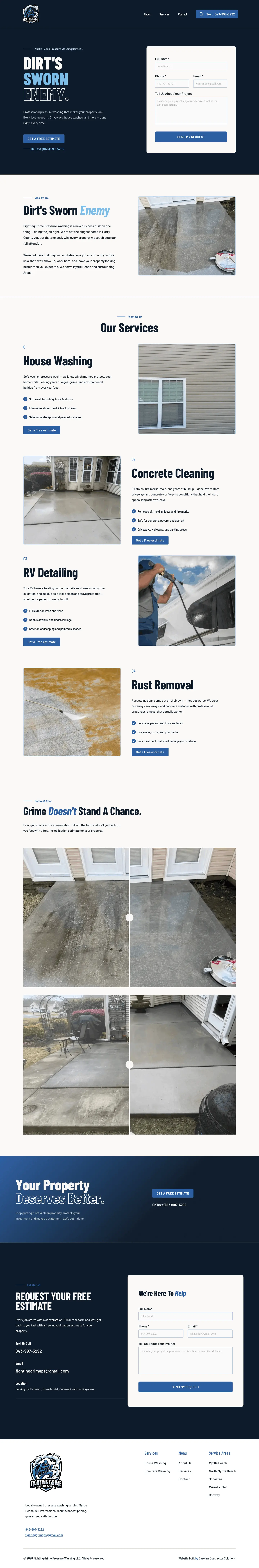 Fighting Grime Pressure Washing website